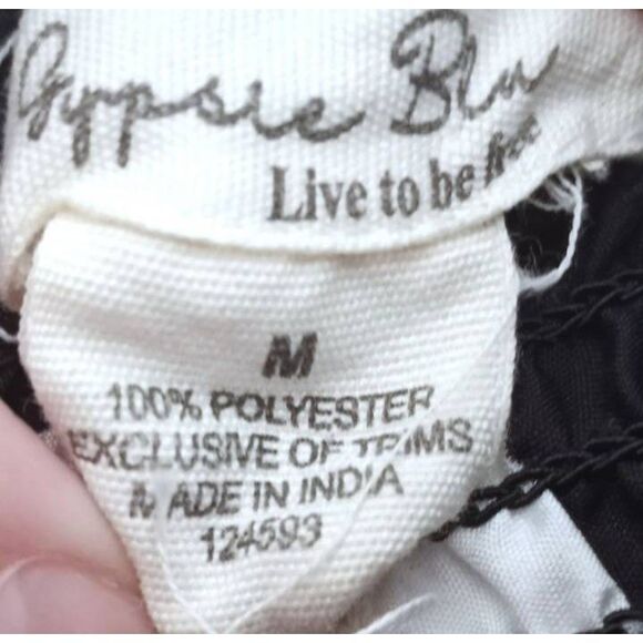 GYPSY BLU BLACK & WHITE WOMEN DRAWSTRING ELASTIC SHORT TUBE DRESS SZ.M EUC. - Picture 10 of 11